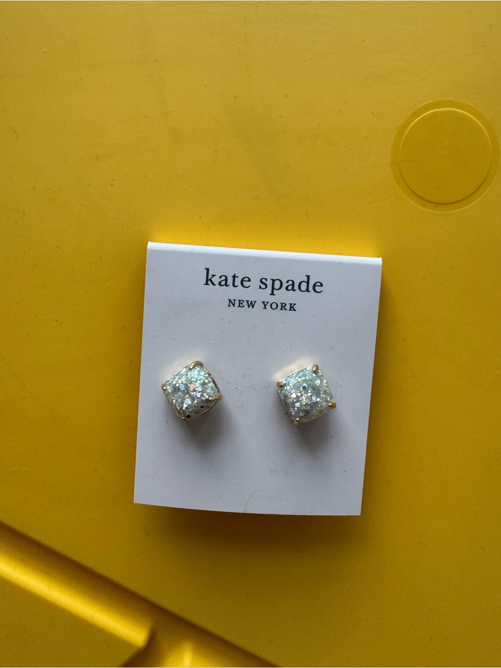 kate spade iridescent glitter square stud earrings